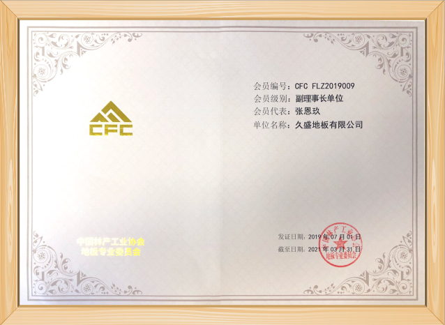 中国林产工业协会地板专业委员会副理事长单位